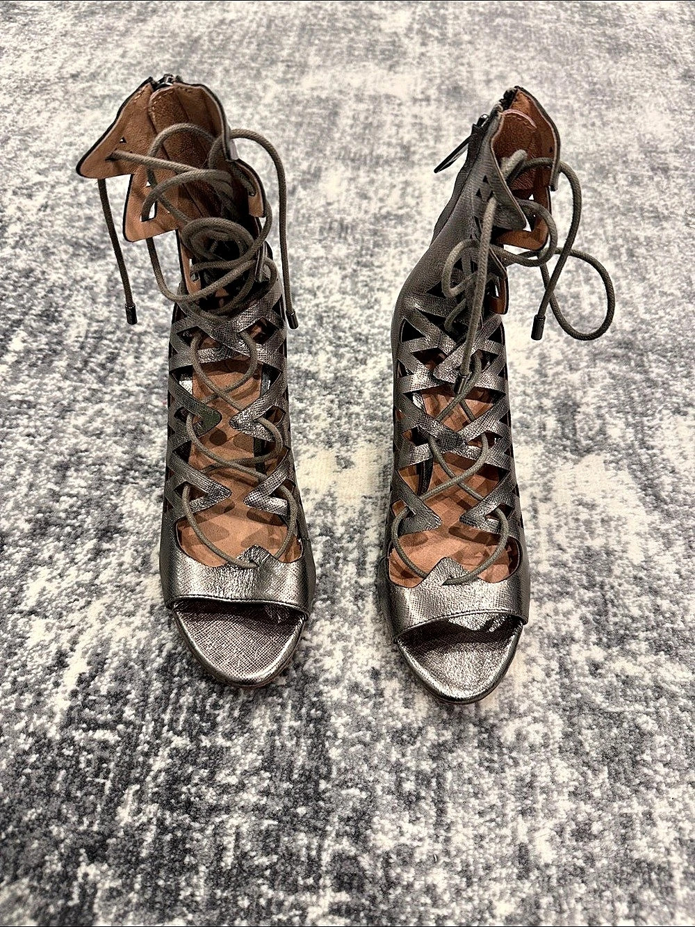 Joie Lace-Up Ankle Heels in Brown